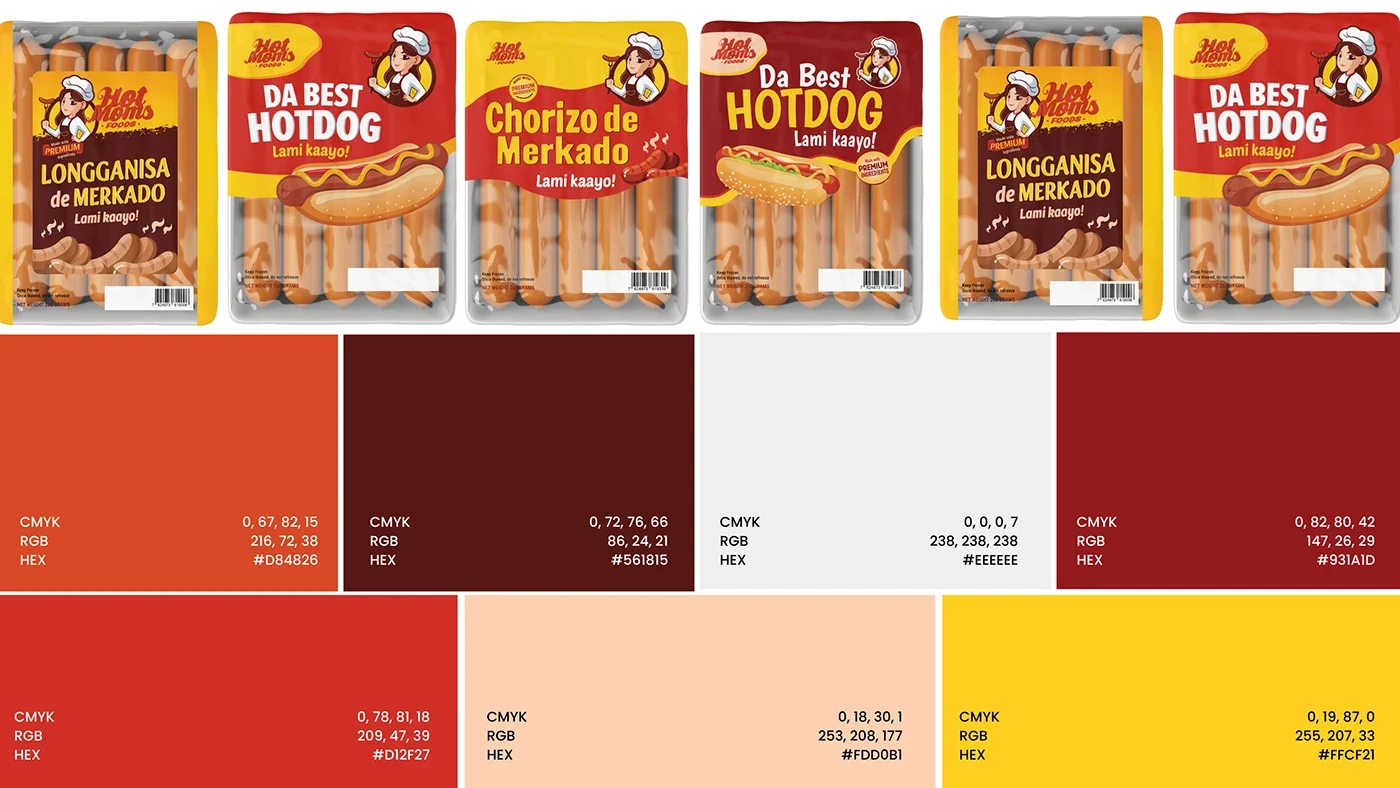 Hot Moms Foods — colour and packaging system