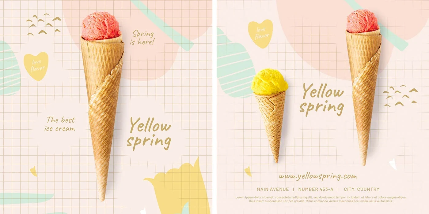 Yellow Spring Ice Cream social media design presentation 5